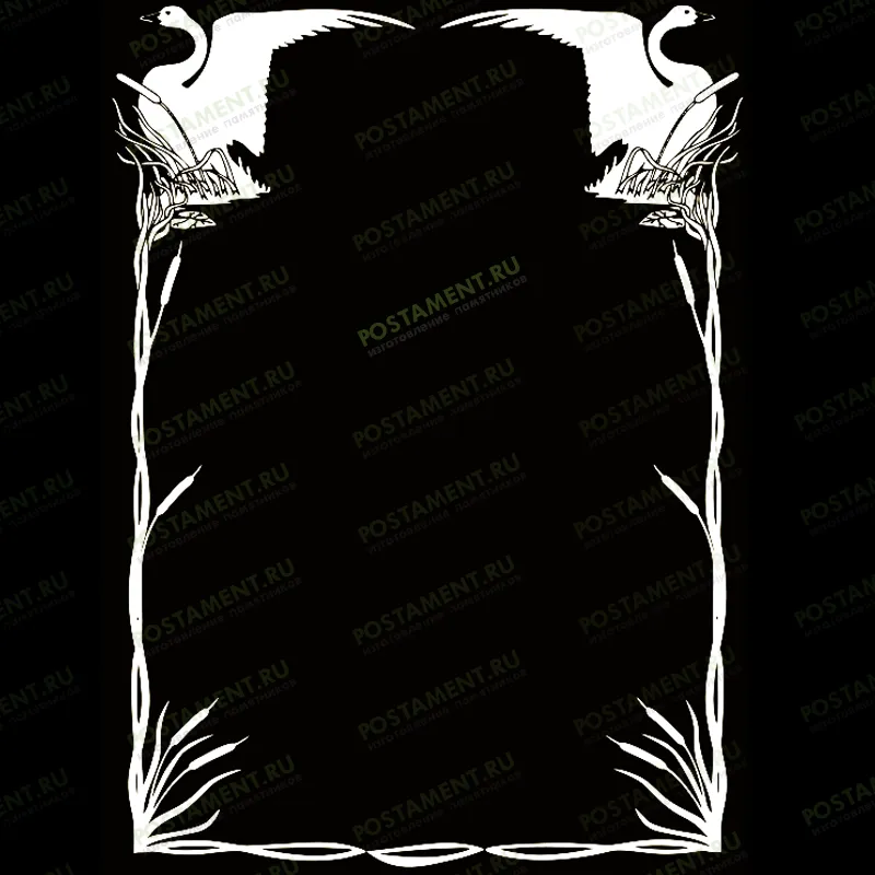 рамка на памятник с лебедями гравировка