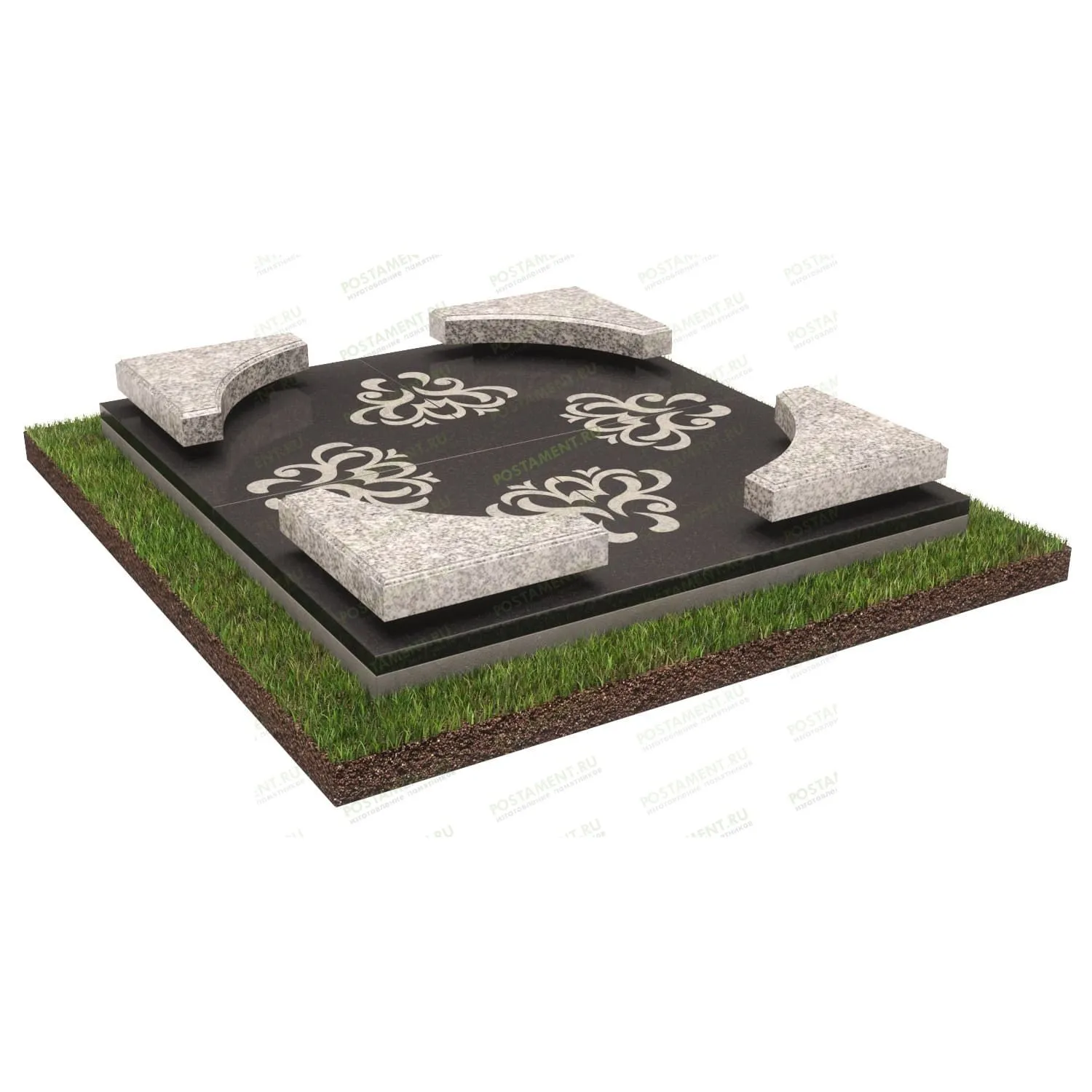 Цоколь угловой на могилу 22202