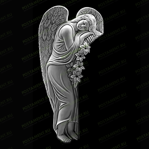 Фигура ангела, склонившего голову, на памятнике