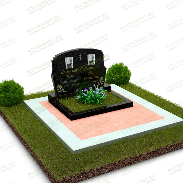 Гранитный комплекс на двоих с тротуарной плиткой 18810