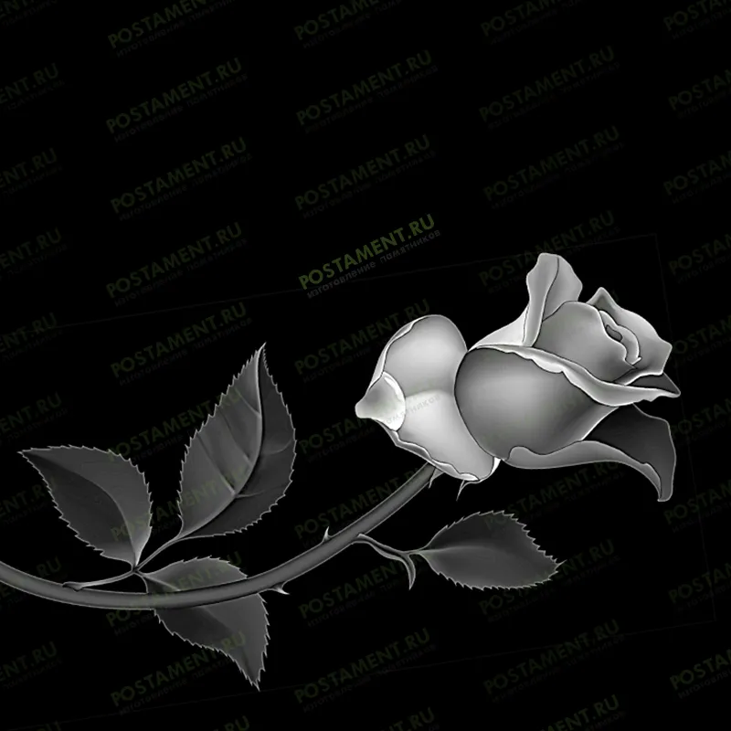Рисунок розы на памятник из гранита 91002