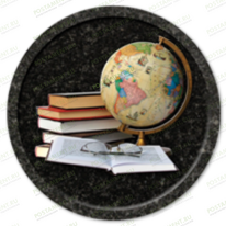 Значок с глобусом и книгами на памятник 91926