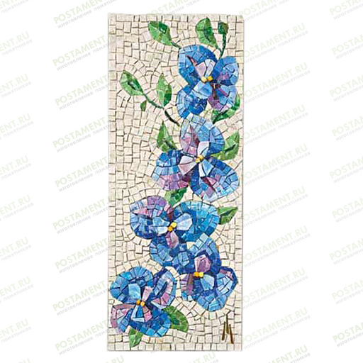 Мозаика на памятник с цветами голубыми
