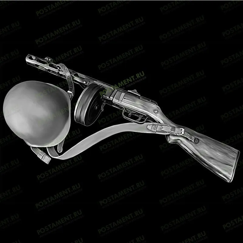 Военная каска и ружье для гравировки на памятник 91508