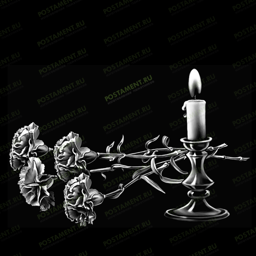 гвоздики со свечой гравировка на памятник 92044