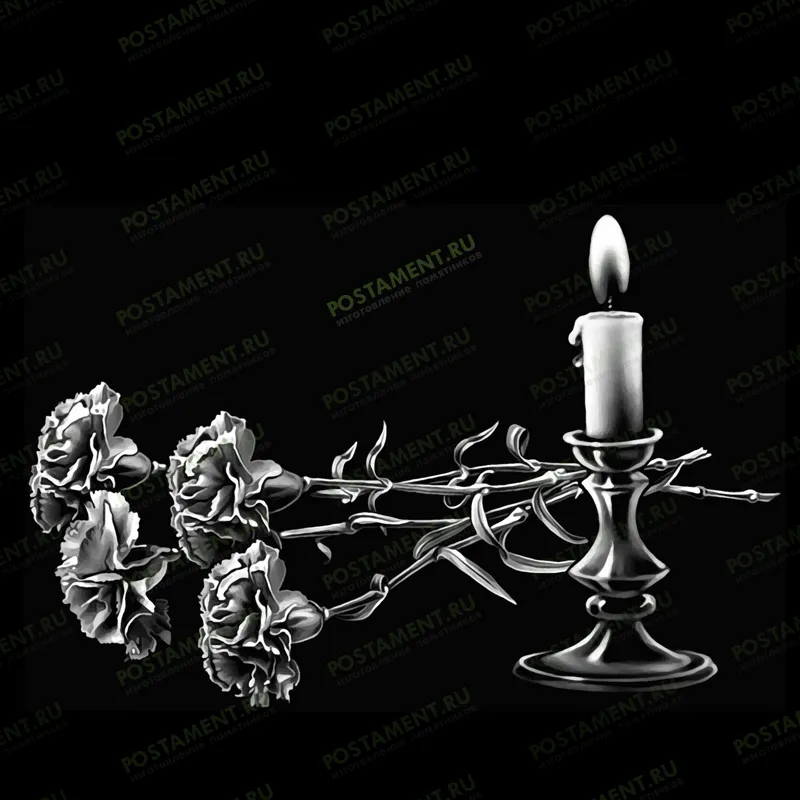 гвоздики со свечой гравировка на памятник 92044