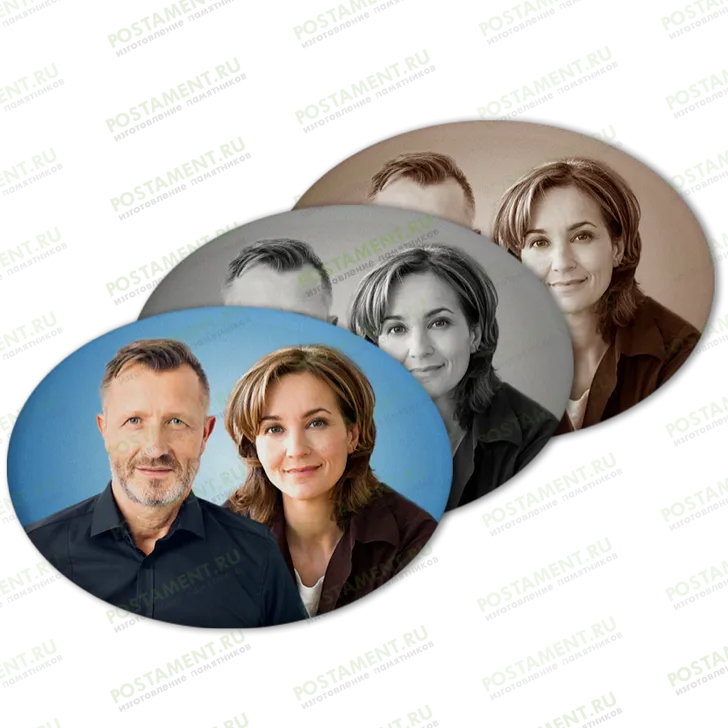 Фотокерамика овальная на двоих на памятник 91823