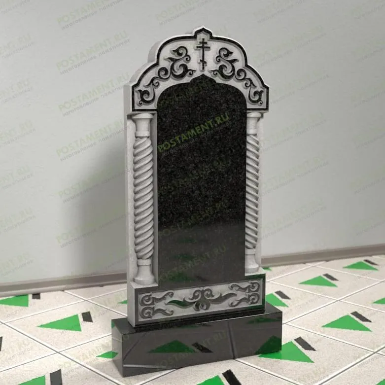 Памятник резной православный с узорами 13406