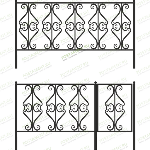Высокая оградка ритуальная 33014