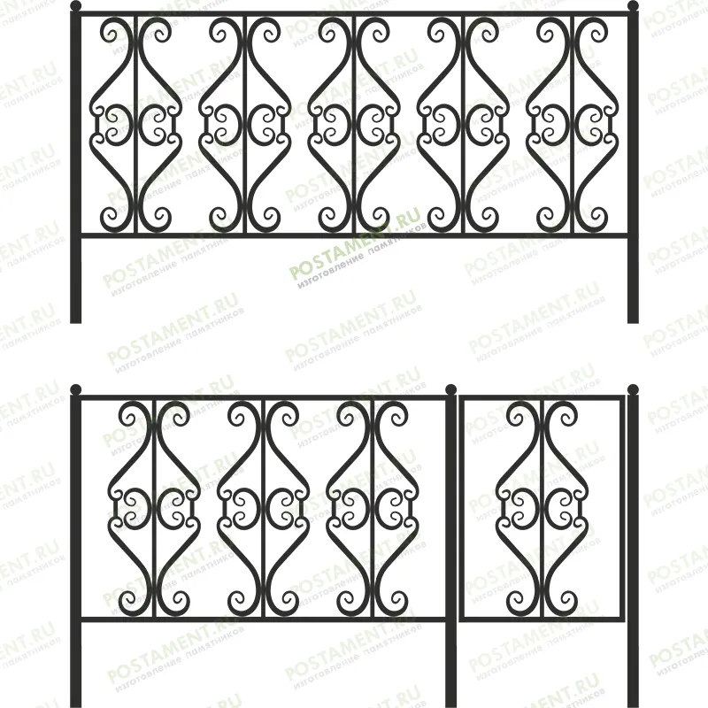 Высокая оградка ритуальная 33014