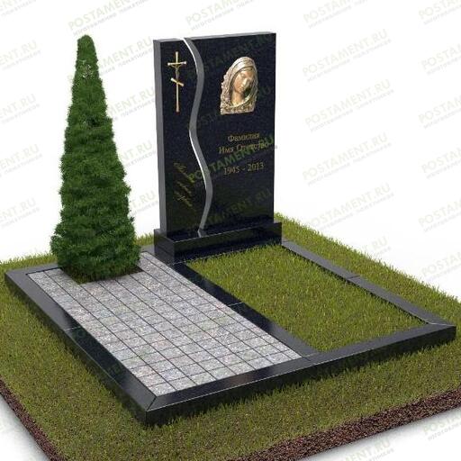 Гранитный мемориал с брусчаткой и гранитными поребриками 18811