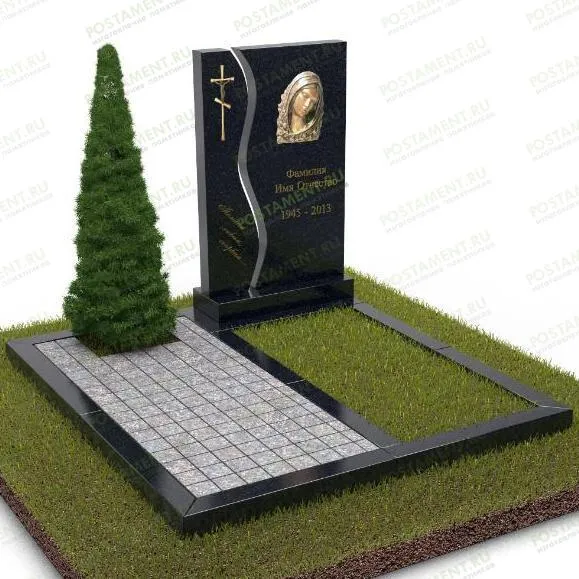 Гранитный мемориал с брусчаткой и гранитными поребриками 18811
