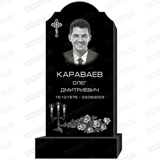 Гравировка на памятник свеча и крест 95322