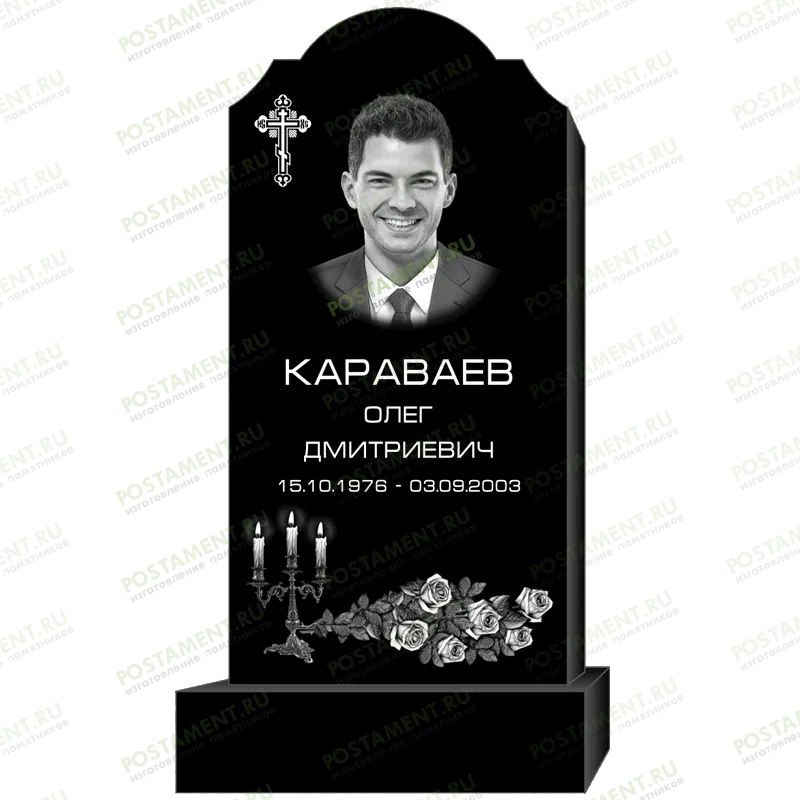 Гравировка на памятник свеча и крест 95322