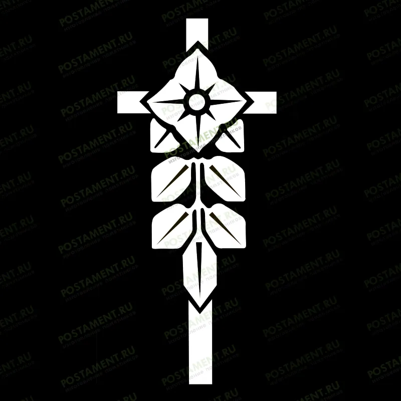 крест с цветочным орнаментом гравировка 93064