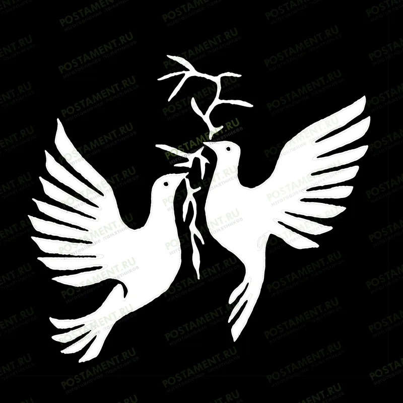  два голубя с веточкой оформление на памятник 91142