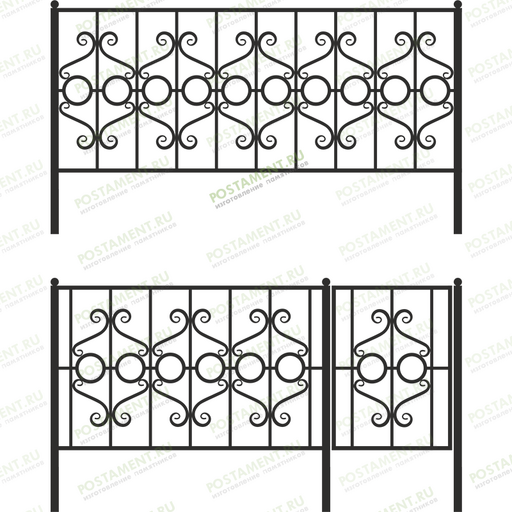 Высокое ограждение из металла на могилу 33023
