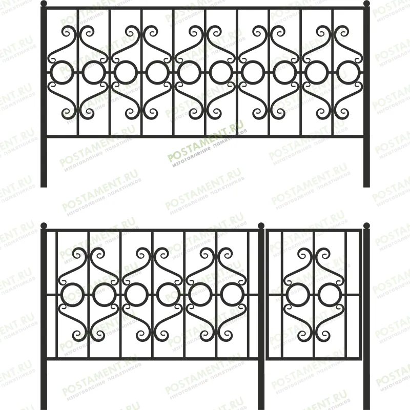 Высокое ограждение из металла на могилу 33023