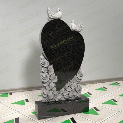 Памятник с сердцем и голубями на могилу 12915