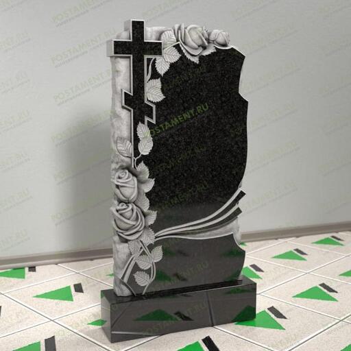 Памятник с розами и крестом 12629