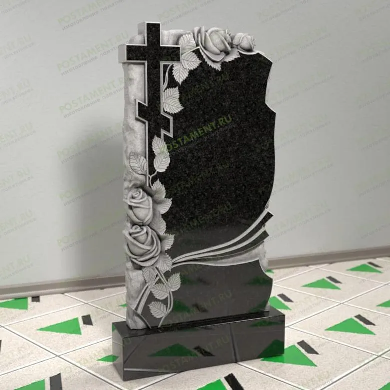 Памятник с розами и крестом 12629