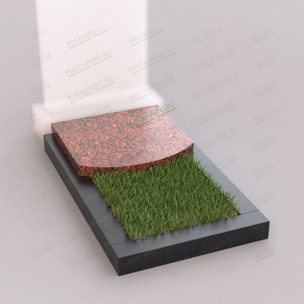 Цветник с красной надгробной плитой 81016