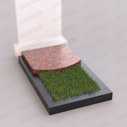 Цветник с красной надгробной плитой 81016