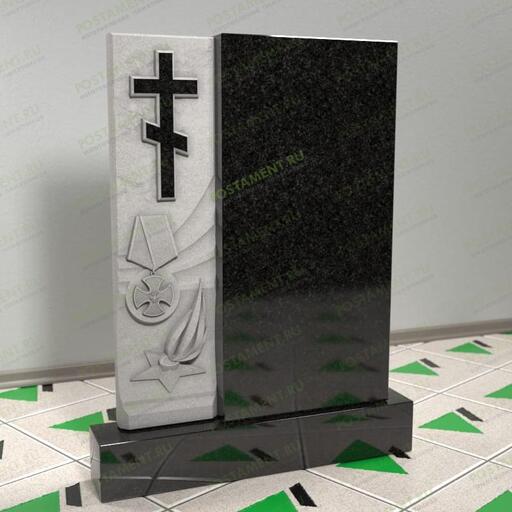 Памятник военному с орденом и вечным огнем