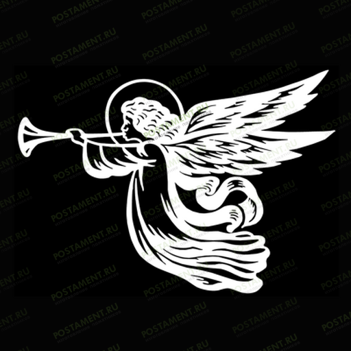 Рисунок ангела с трубой для гравировки на памятник