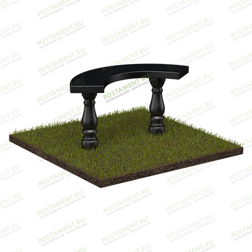 Лавочка из черного гранита ритуальная 51120