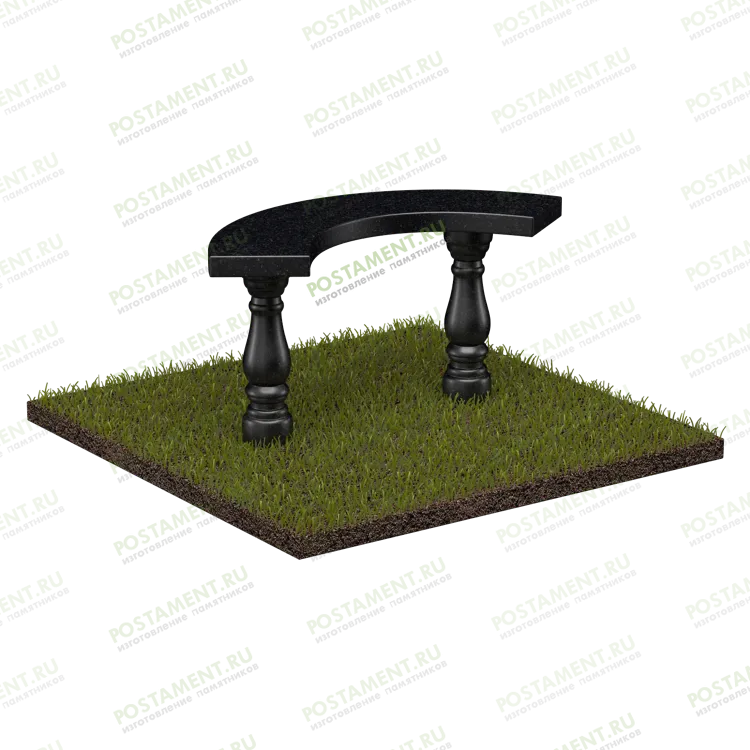 Лавочка из черного гранита ритуальная 51120