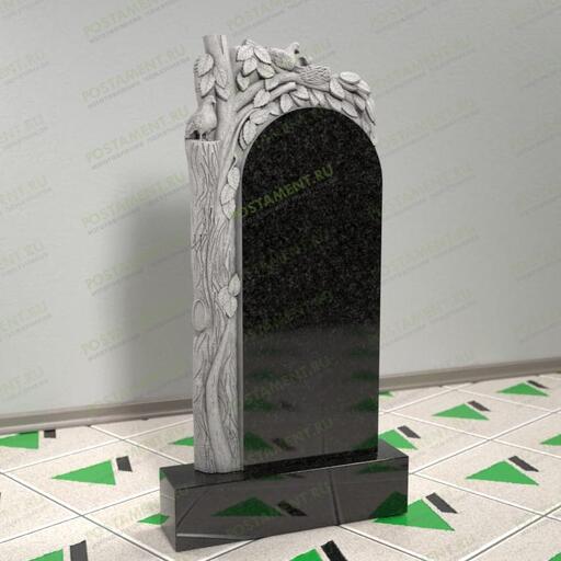 Памятник с голубями на березе на могилу