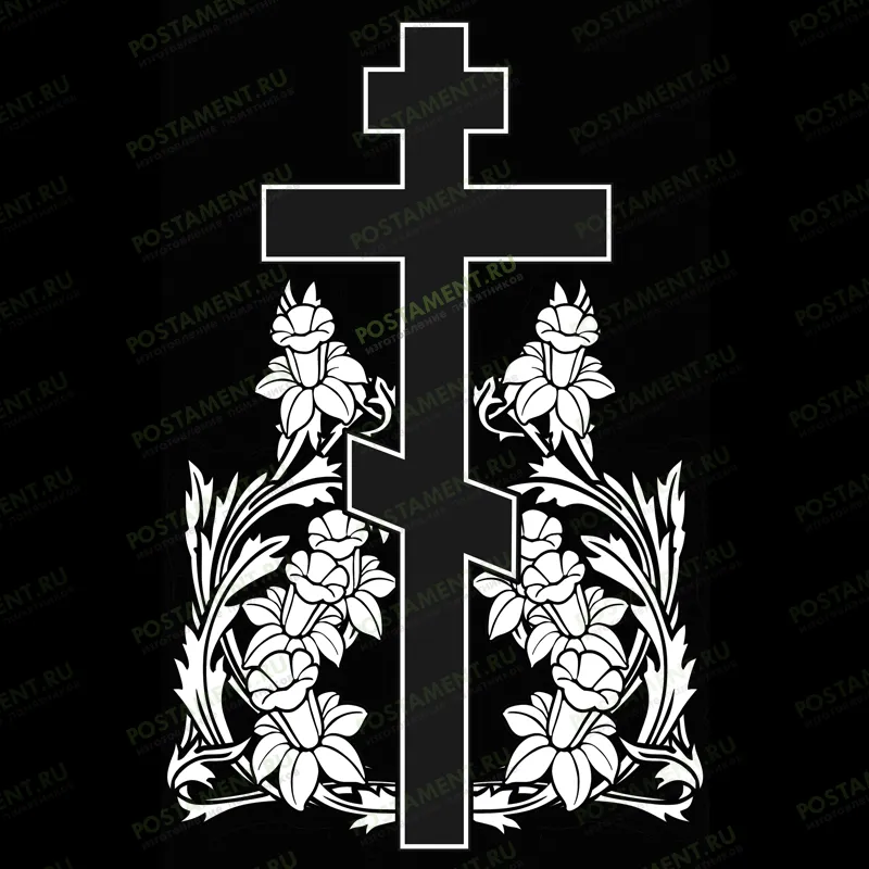 крест с цветами на памятник 93049