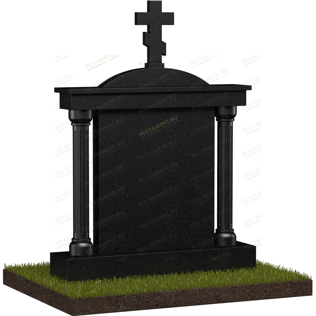 Семейный памятник с колоннами и крестом