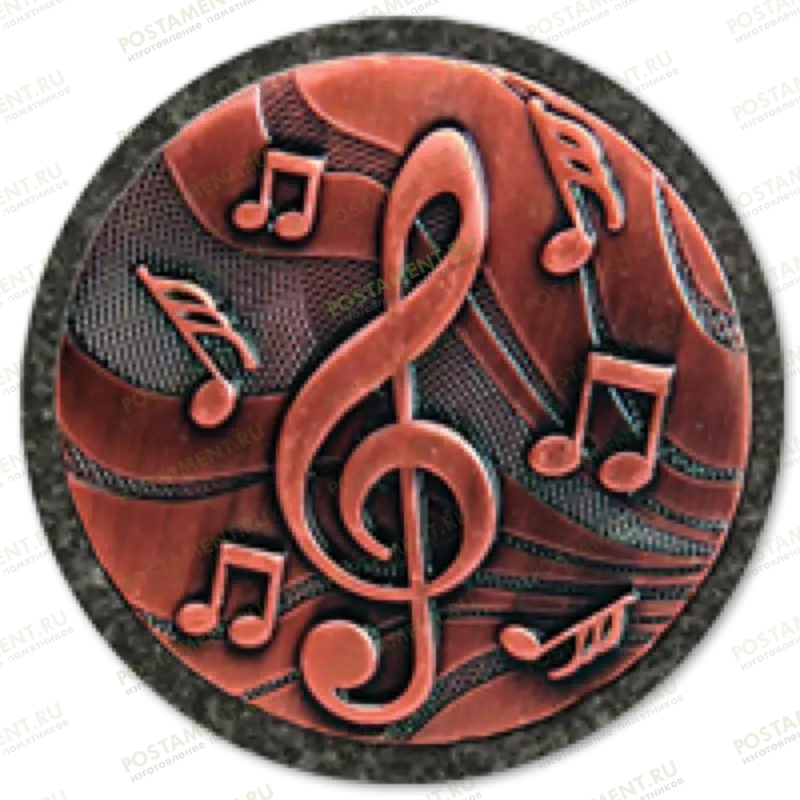 Значок с нотами из фарфора на памятник