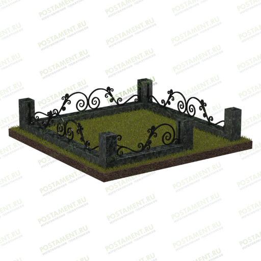 Цоколь на могилу с оградой 22333