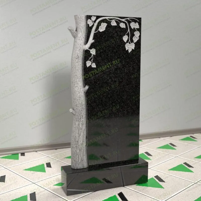 Памятник с резной березкой на могилу