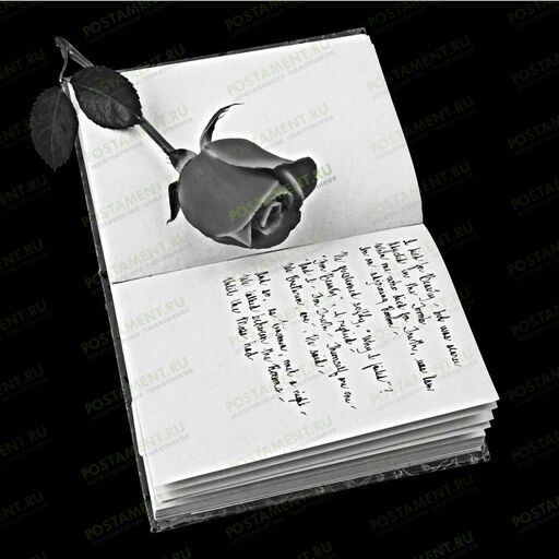 Книга с розой на памятник из гранита