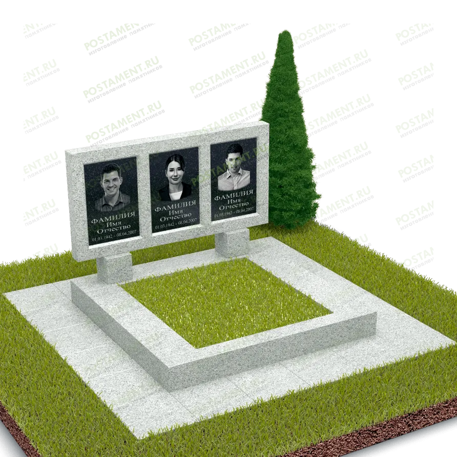 Серый памятник с гранитными черными накладками 18862