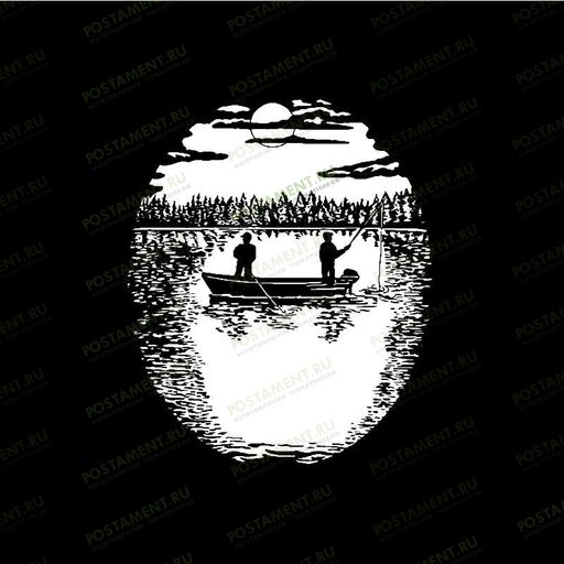 Картинка с двумя рыбаками в лодке на памятник для гравировки