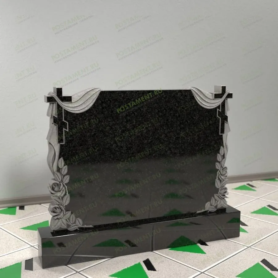 Памятник с розами и крестом 17745