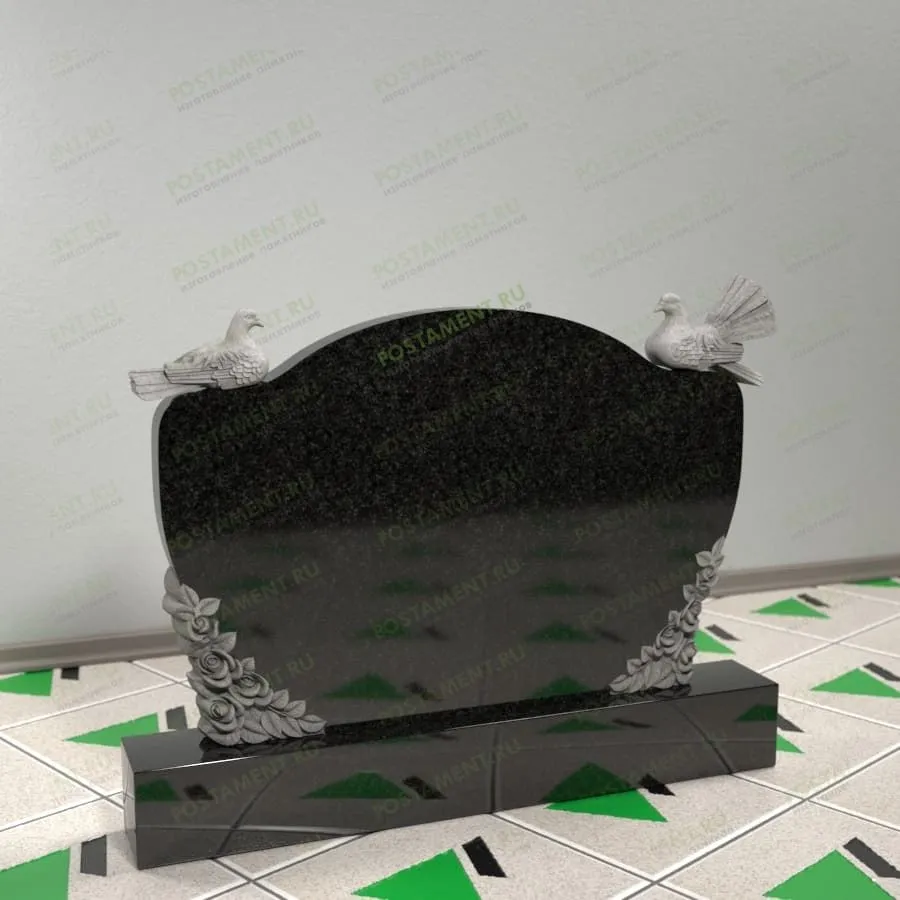 Памятник с голубями и розами 17782
