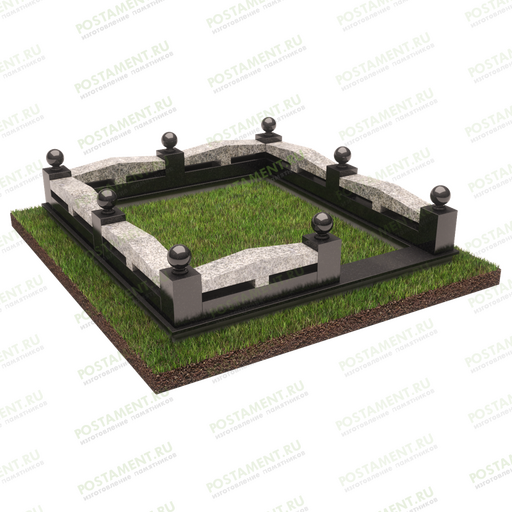 Серый цоколь на могилу 22144