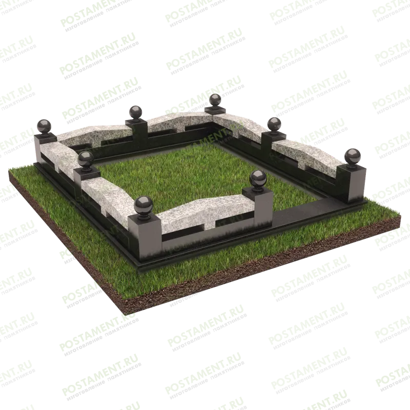 Серый цоколь на могилу 22144