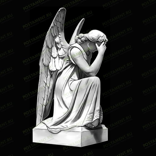 скорбящий ангел для гравировки на памятник из гранита