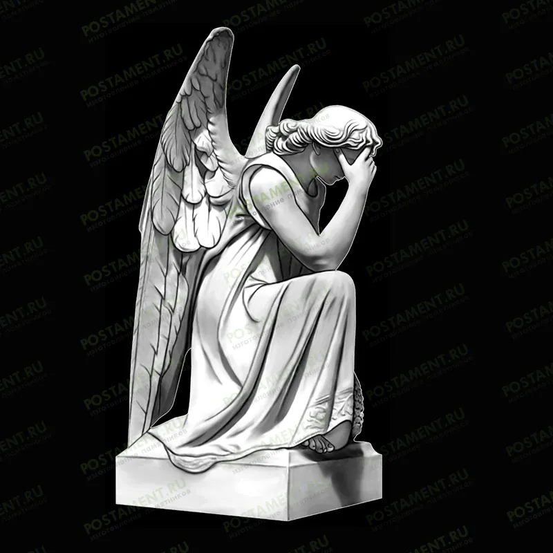 скорбящий ангел для гравировки на памятник из гранита