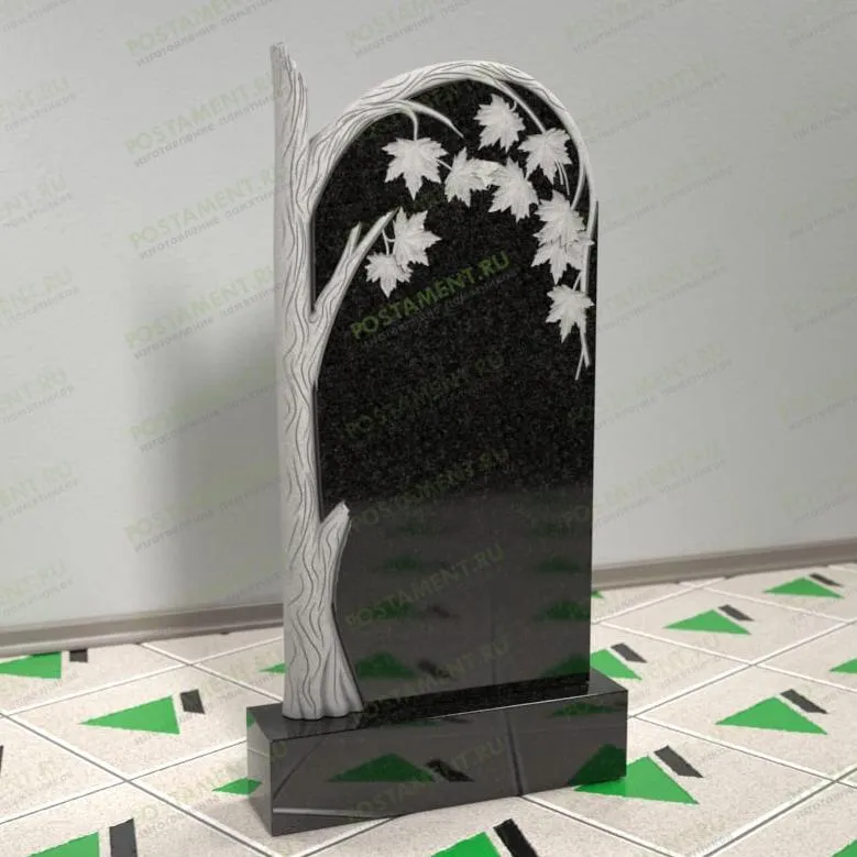 Памятник с резным кленом на могилу