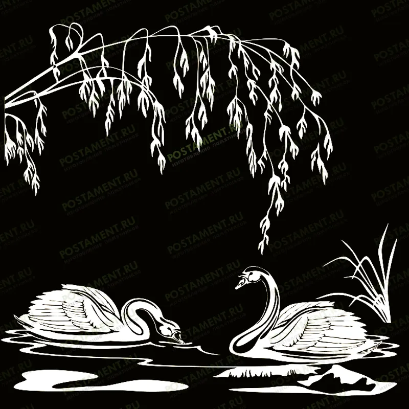 Лебеди гравировка на памятник 91164