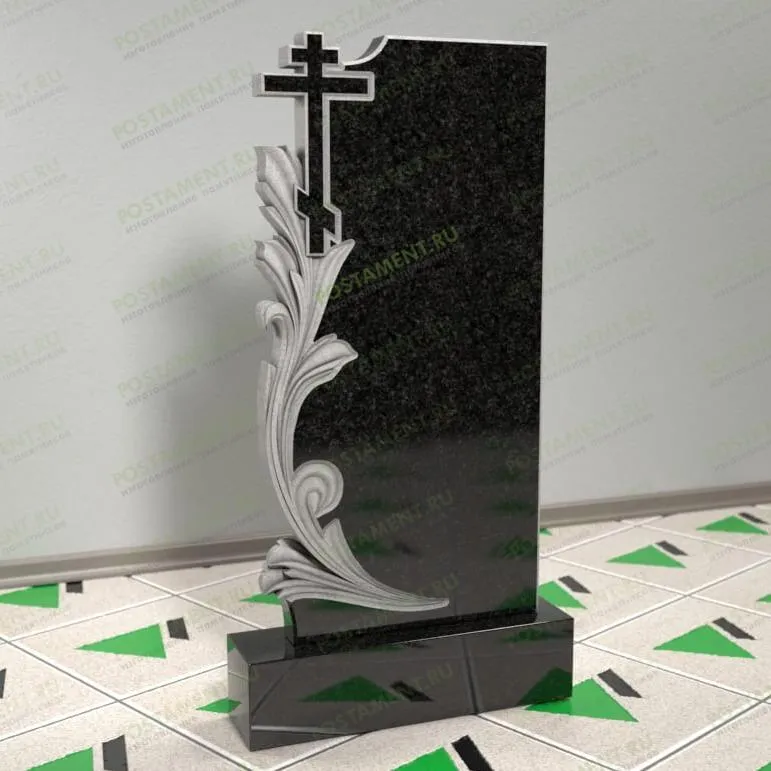 Памятник с лилиями и крестом 12585