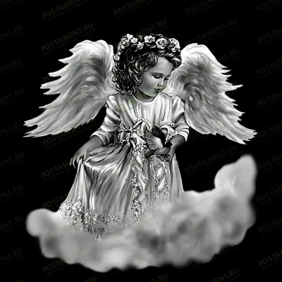 Ангелок на облаке гравировка на памятник